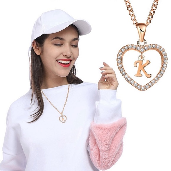 Romantic CZ Love Heart Crystal Pendant Necklace - Picture 2 of 3